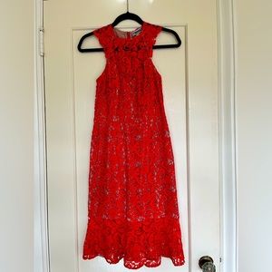Red lace cocktail dress